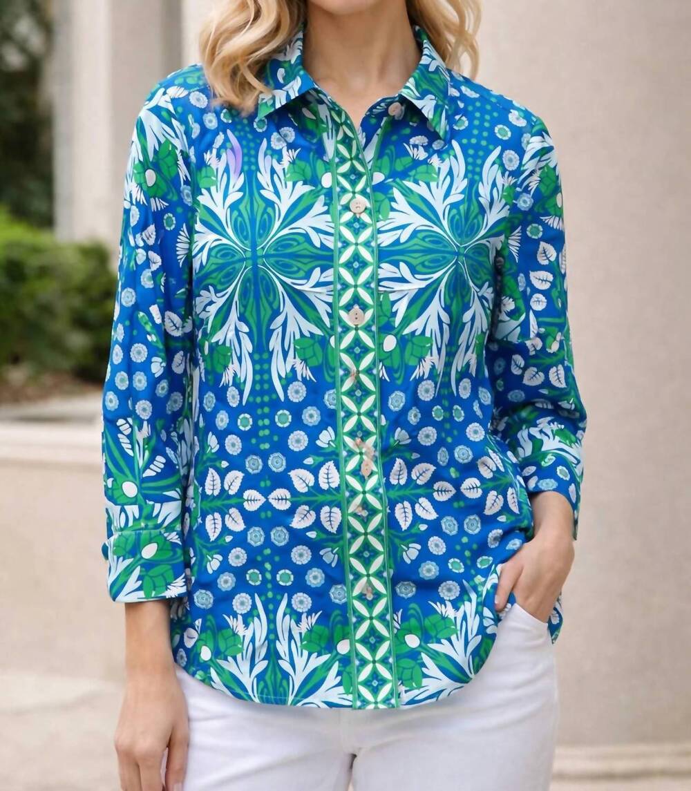 NEW PATTY KIM essential blouse in etro cobalt